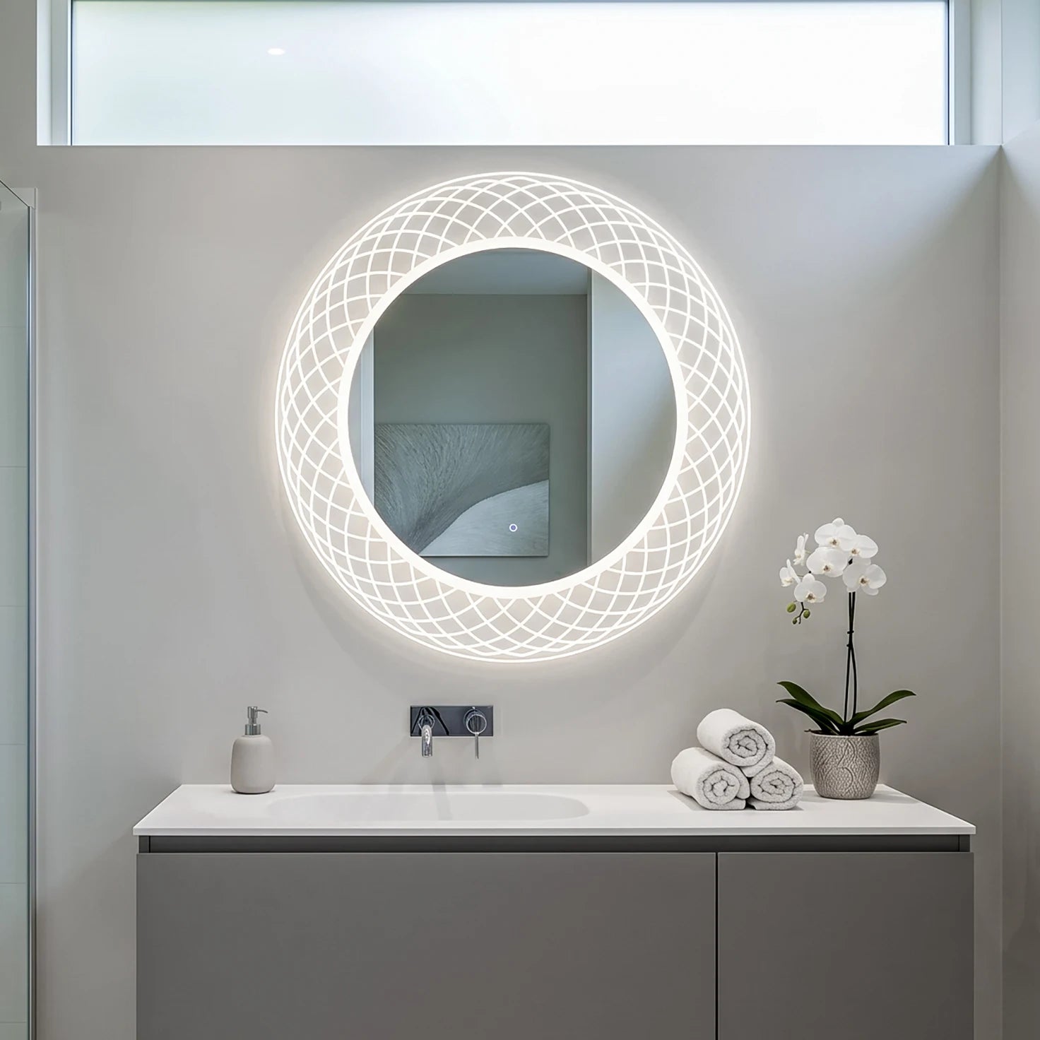 Dreamwerks Liza LED mirror in a modern bathroom.