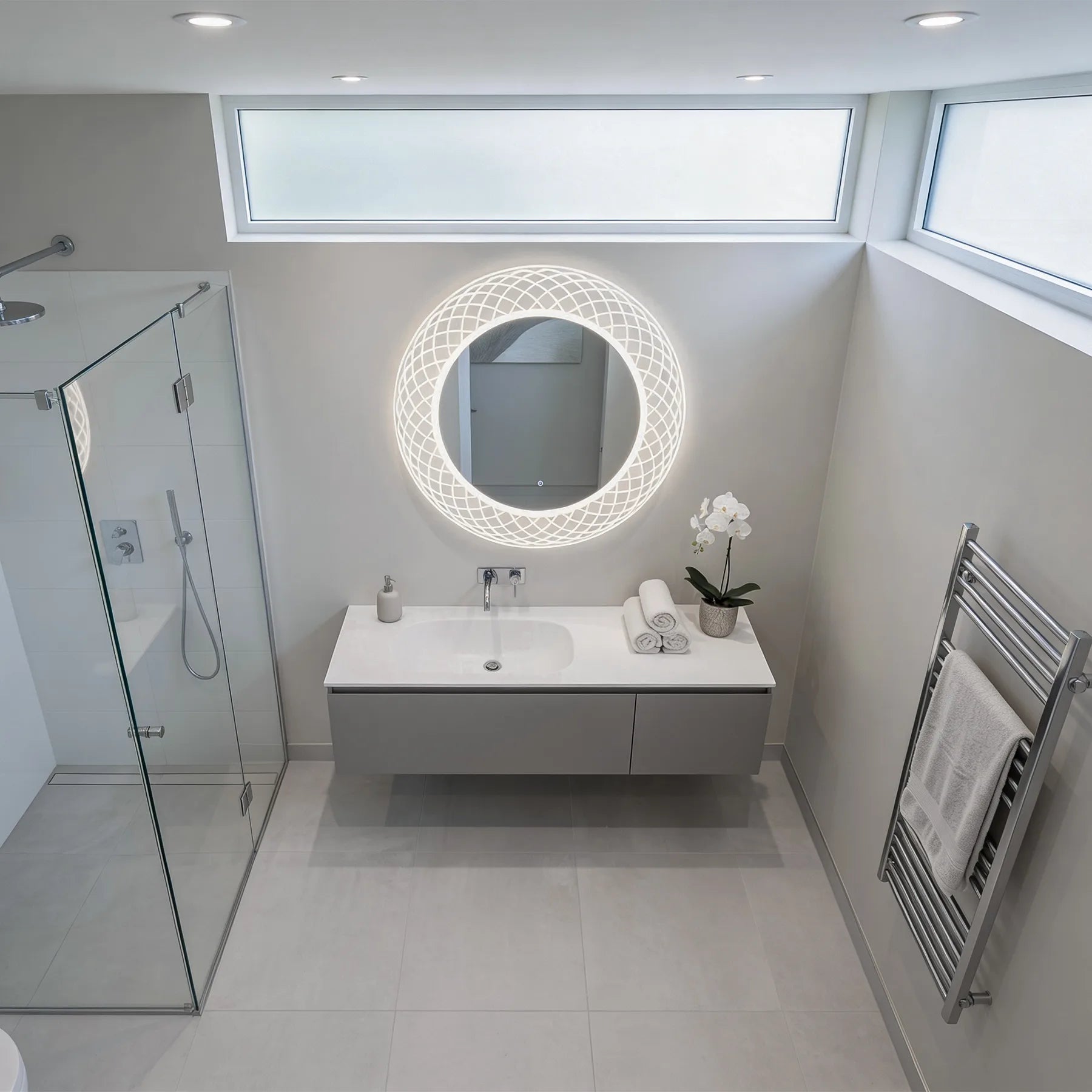 Dreamwerks Liza LED mirror in a modern bathroom.