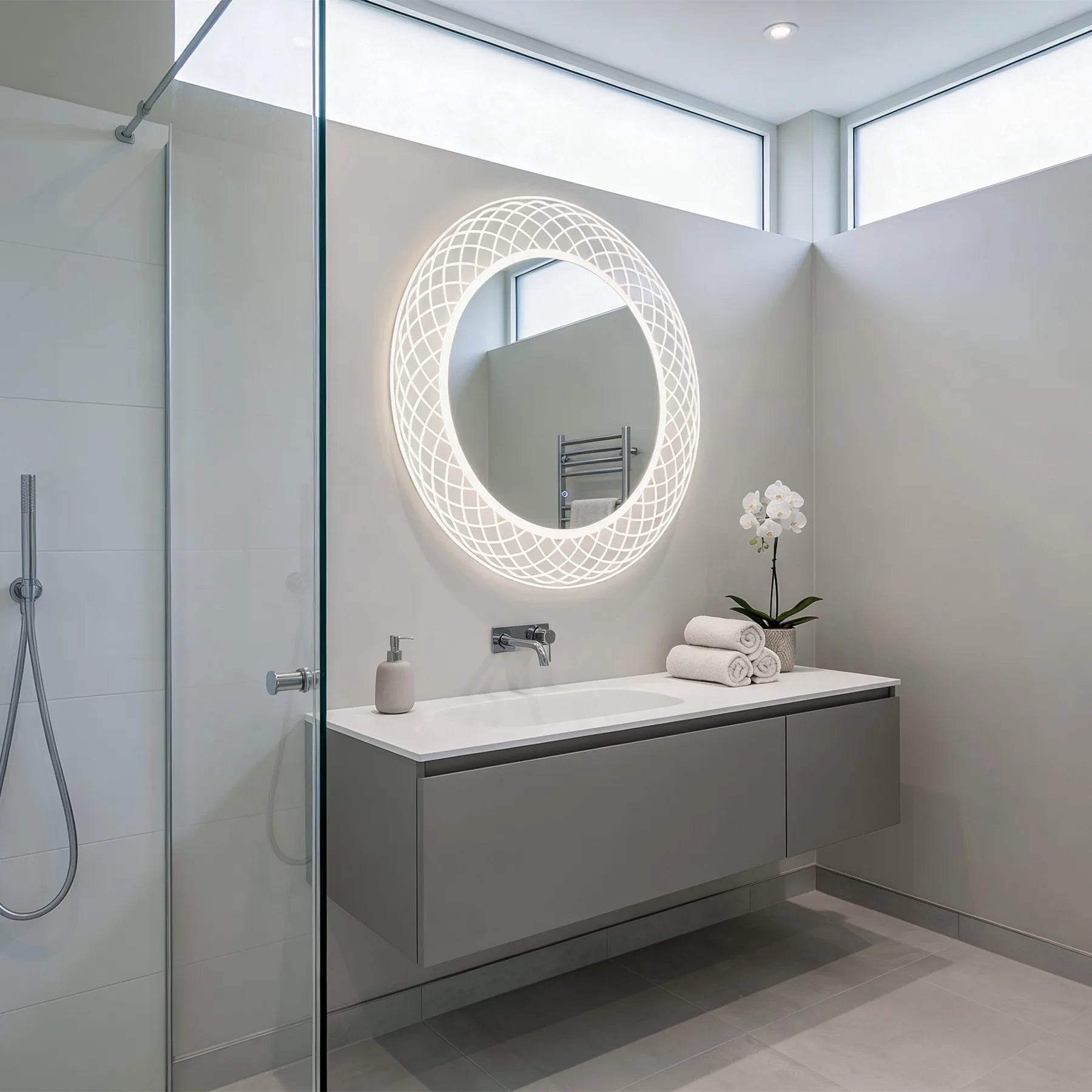 Dreamwerks Liza LED mirror in a modern bathroom.