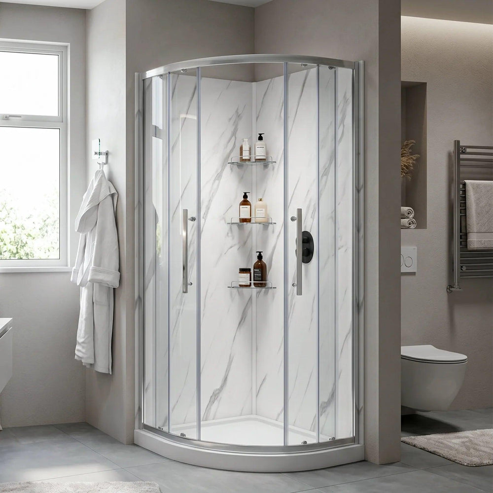 Dreamwerks - Shower Kit - Monaco 36 in. W x 36 in. D x 75 in. H Round Brushed Nickel Shower Kit- DK1110BB-BN