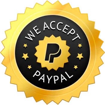 Circular payment token featuring the PayPal logo, assuring we accept paypal payments.