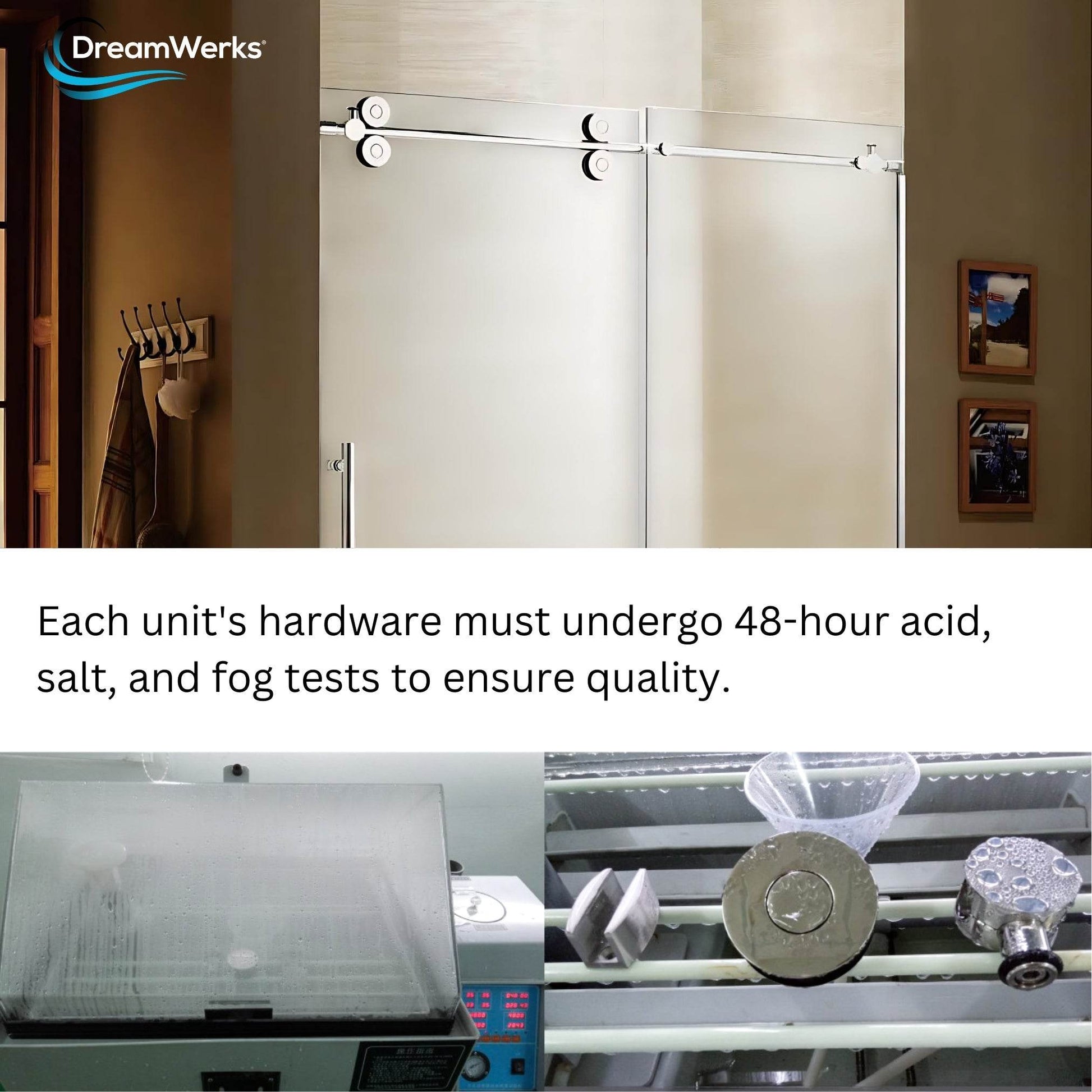 Apollo 60 in. W x 79 in. H Frameless Double Roller Shower Door with Frosted Glass - Dreamwerks