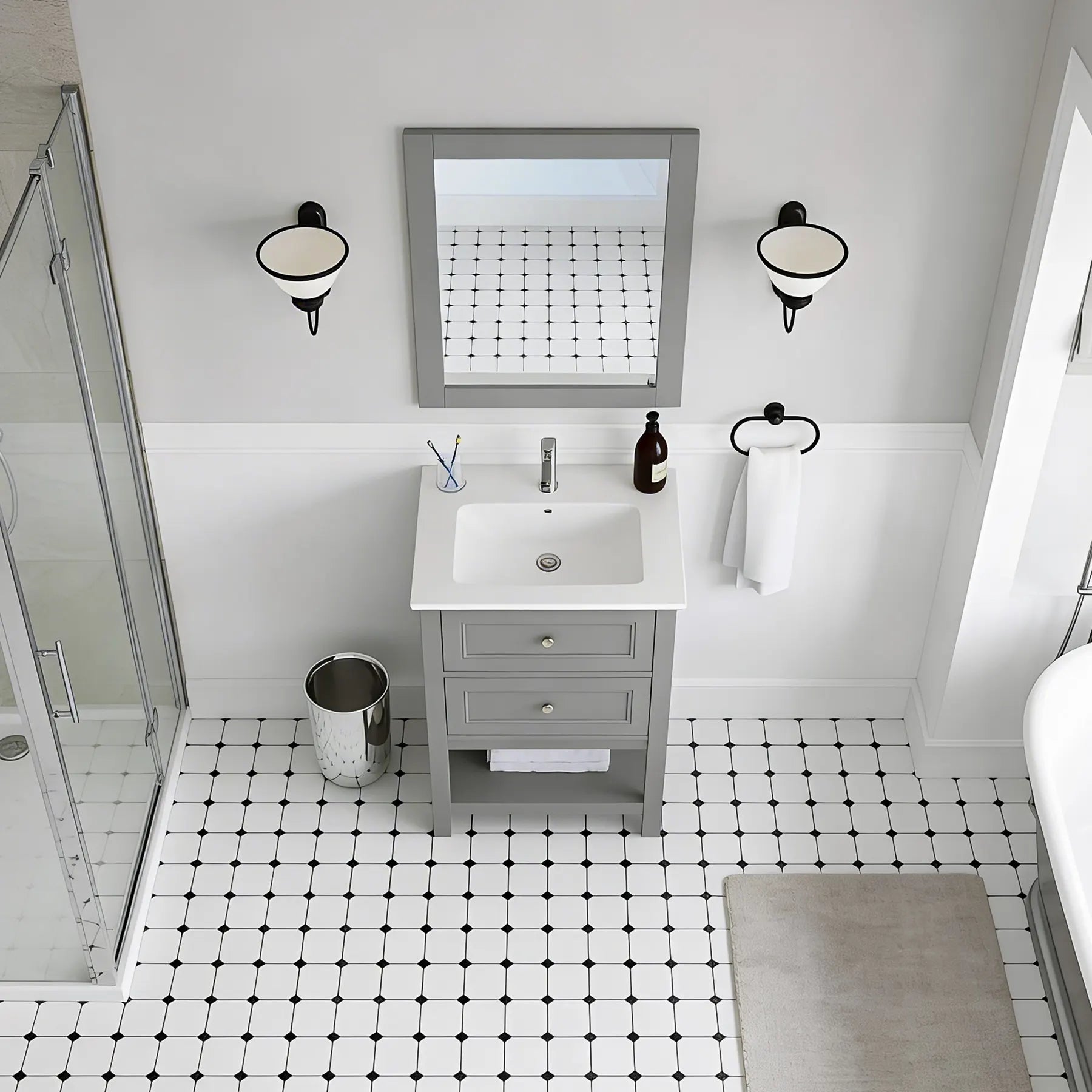 Sienna 24" W x 22" D x 33" H Vanity In Gray with Ceramic Vanity Top - Dreamwerks