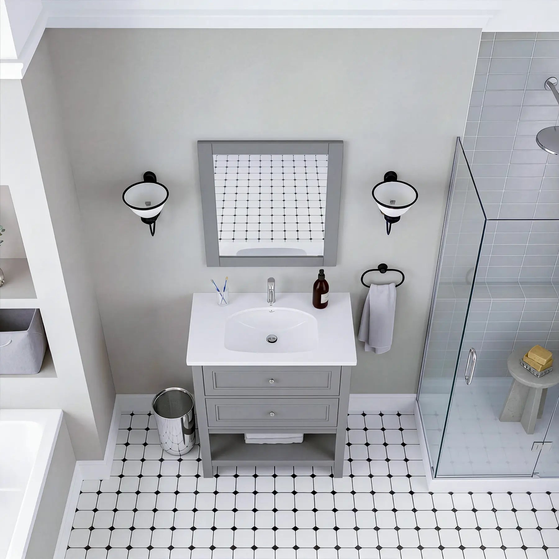 Sienna 30" W x 22" D x 33" H Vanity In Gray With Ceramic Vanity Top - Dreamwerks