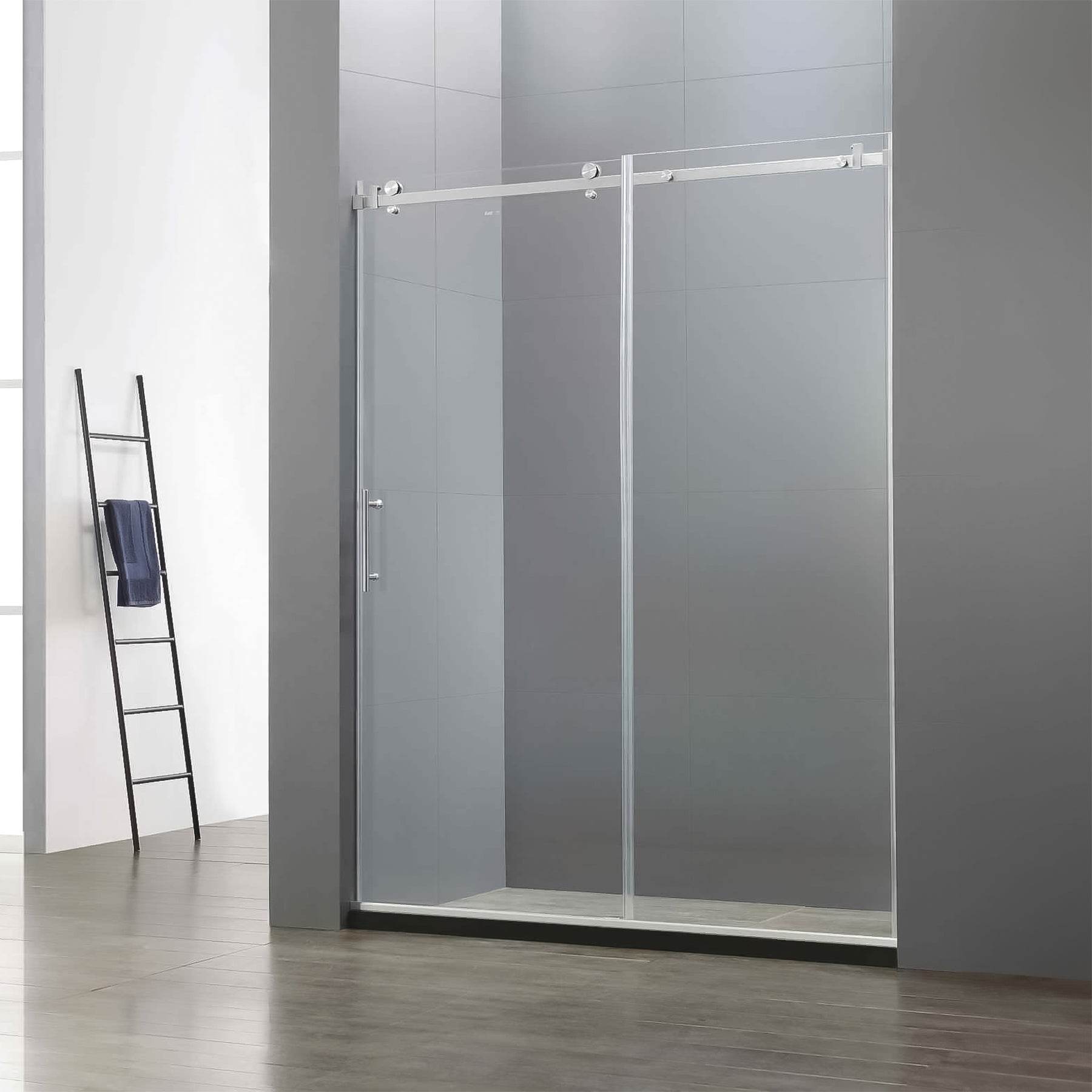 60 in. W x 79 in. H Single Semi-Frameless Shower Door with Clear Glass - Dreamwerks