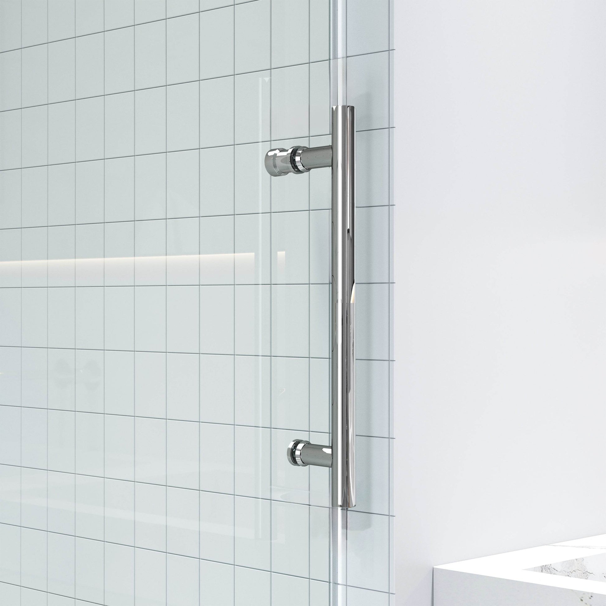 60 in. W x 79 in. H Single Semi-Frameless Shower Door with Clear Glass - Dreamwerks