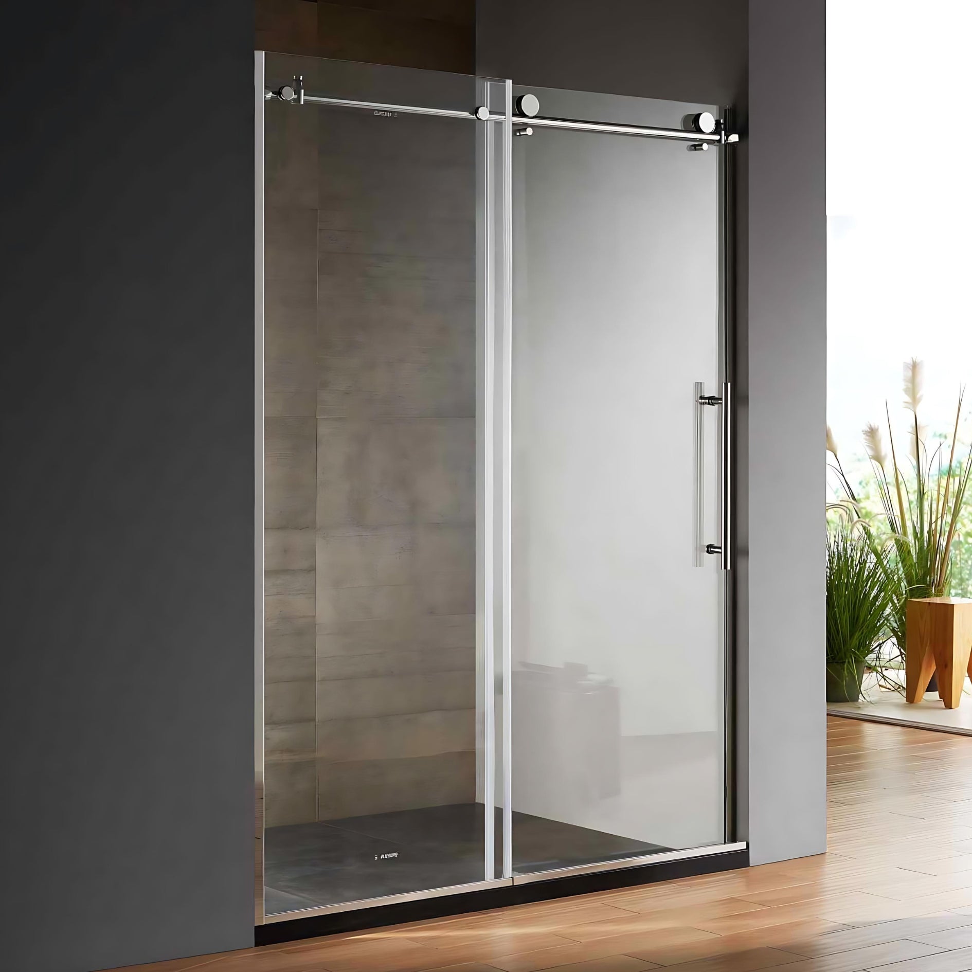 Dreamwerks 48 In. W x 79 In. H Shower Door In Bright Chrome With Clear Glass - Dreamwerks