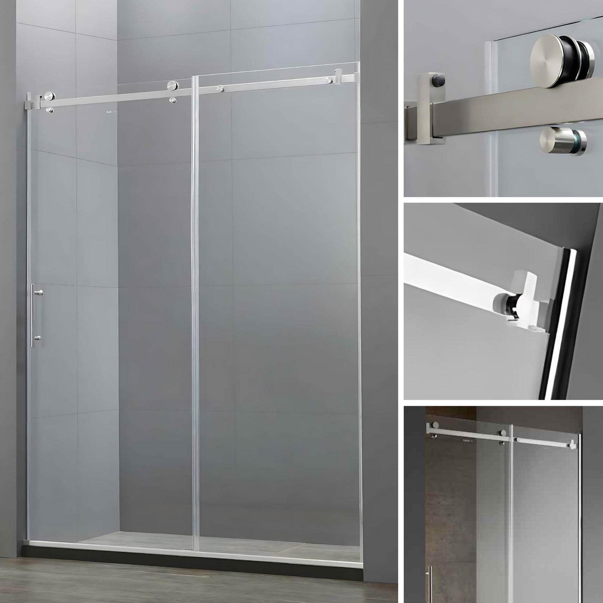 60 in. W x 79 in. H Single Semi-Frameless Shower Door with Clear Glass - Dreamwerks