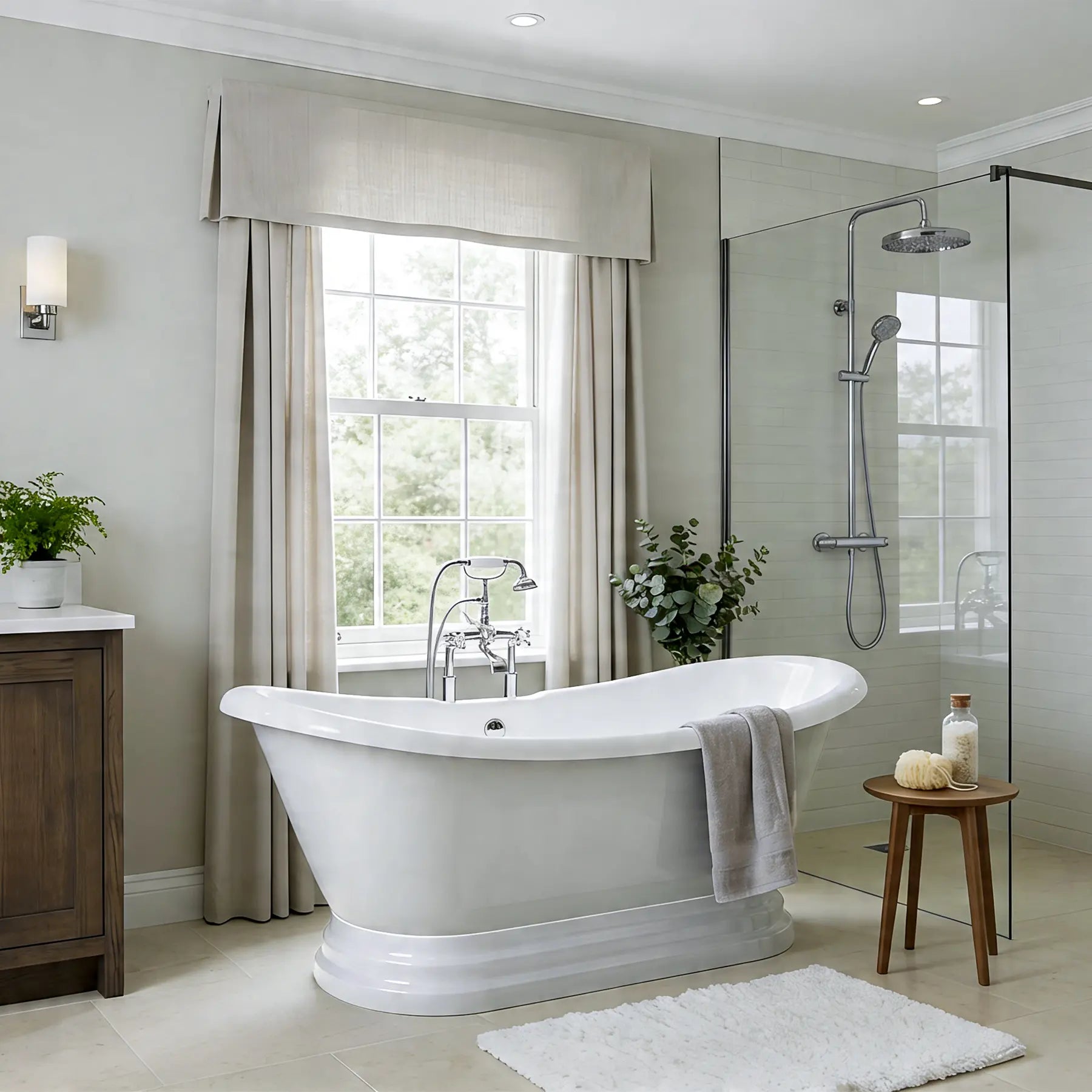 Dreamwerks 5.75 ft. acrylic freestanding pedestal bathtub – 30" wide ergonomic soaking tub