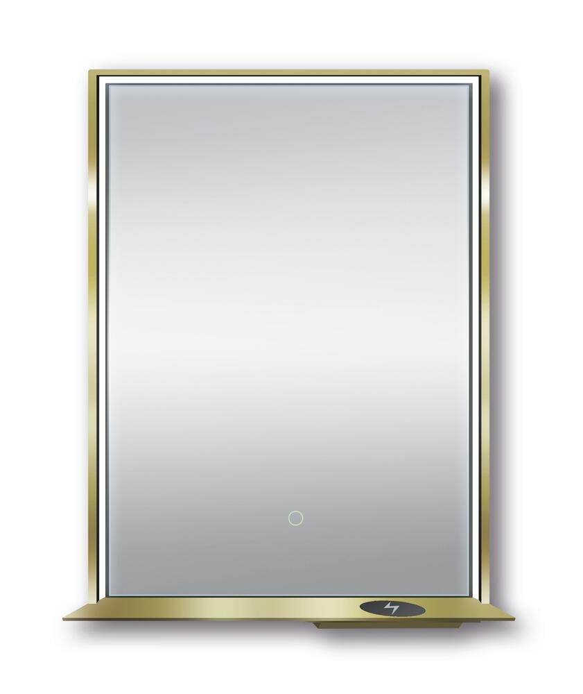 The Allegra rectangular LED bathroom mirror with Bluetooth speaker, wireless charging, and anti-fog