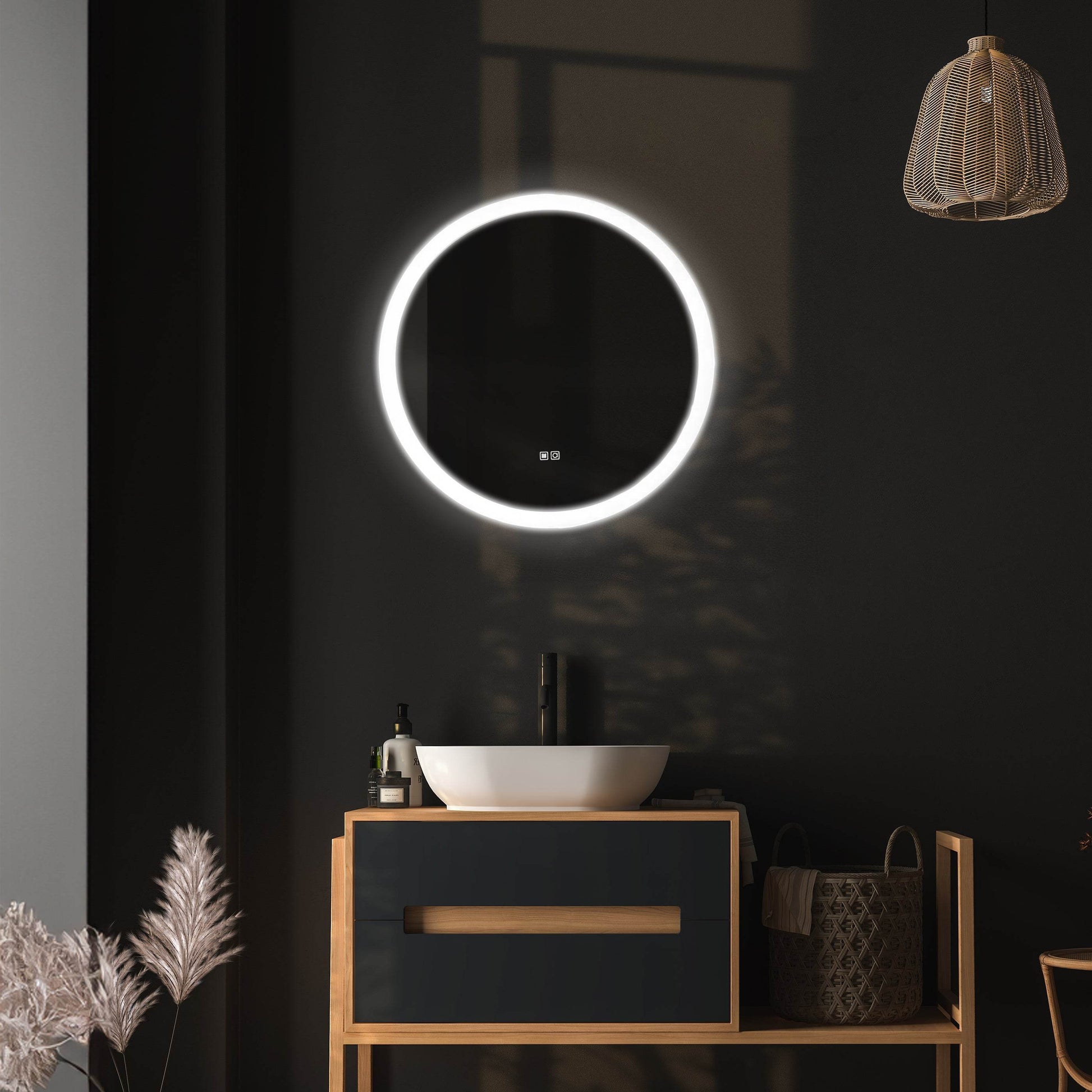 Mariana Round LED Mirror with Dimmer & Defogger – Bathroom LED Mirror, Illuminated Makeup Mirror - Dreamwerks