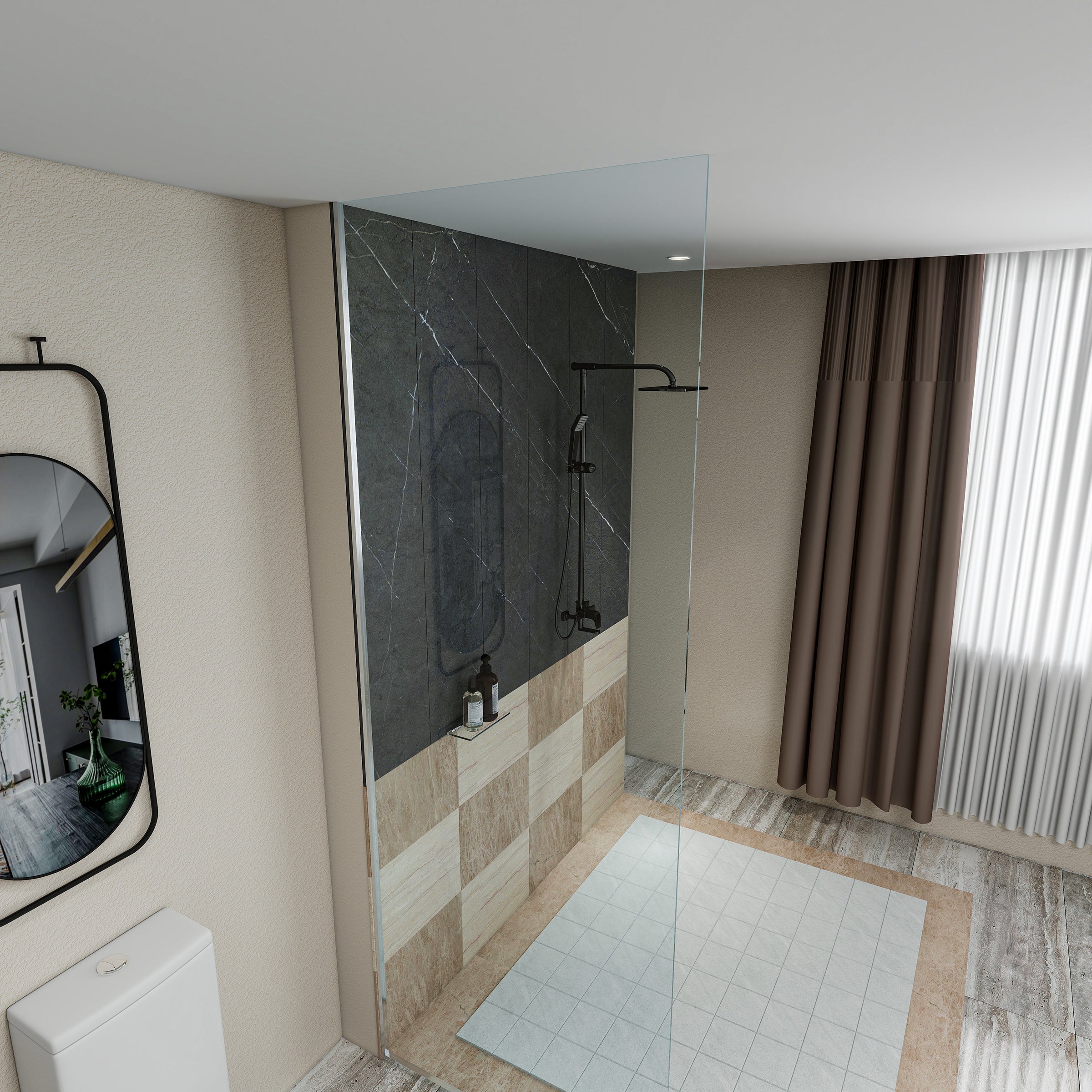 Dreamwerks 32"W x 79"H Frameless Fixed Shower Door in Chrome - Available in Clear or Frosted Glass