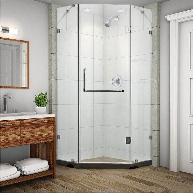 Dreamwerks 39.4"W x 79"H Frameless Neo-Angle Hinged Shower Door with Chrome Finish