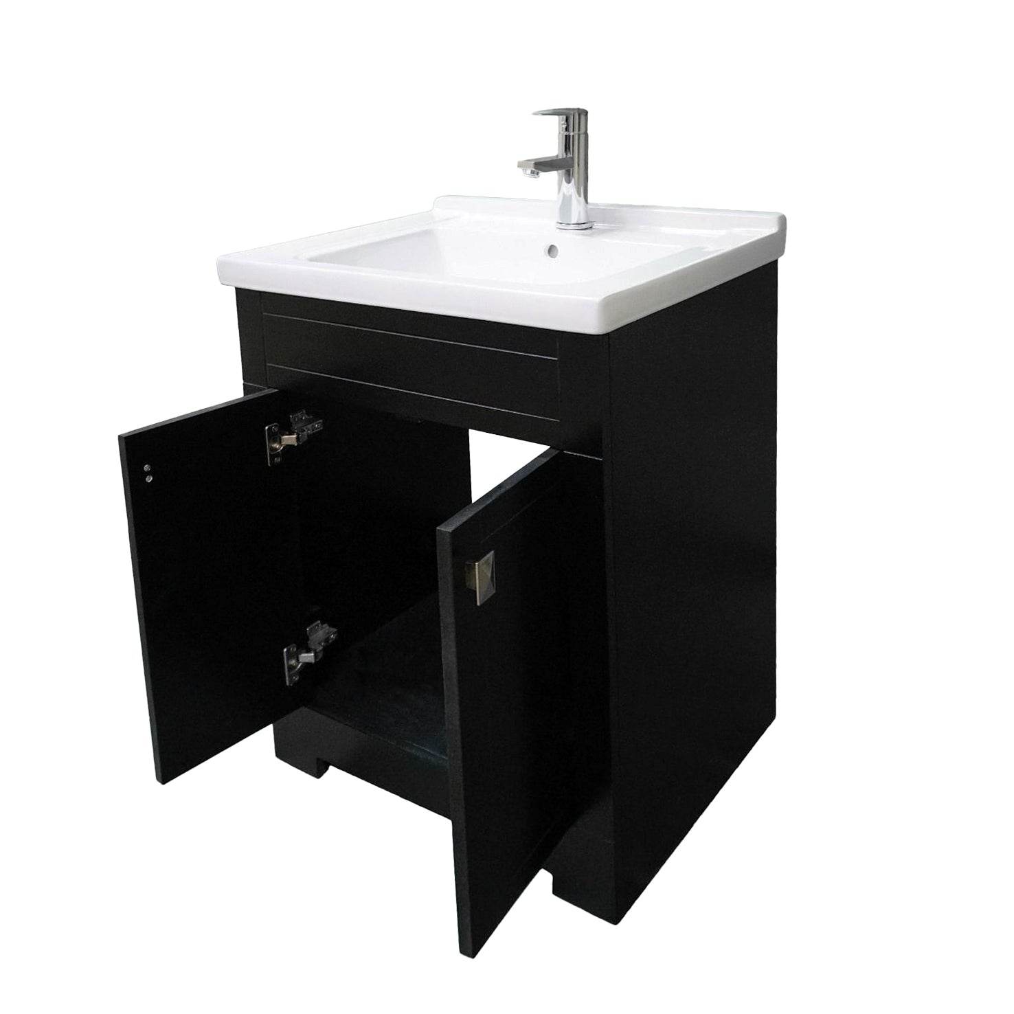 Trenta 24" W x 19" D x 33" H Vanity in Black with White Ceramic Vanity Top - Dreamwerks