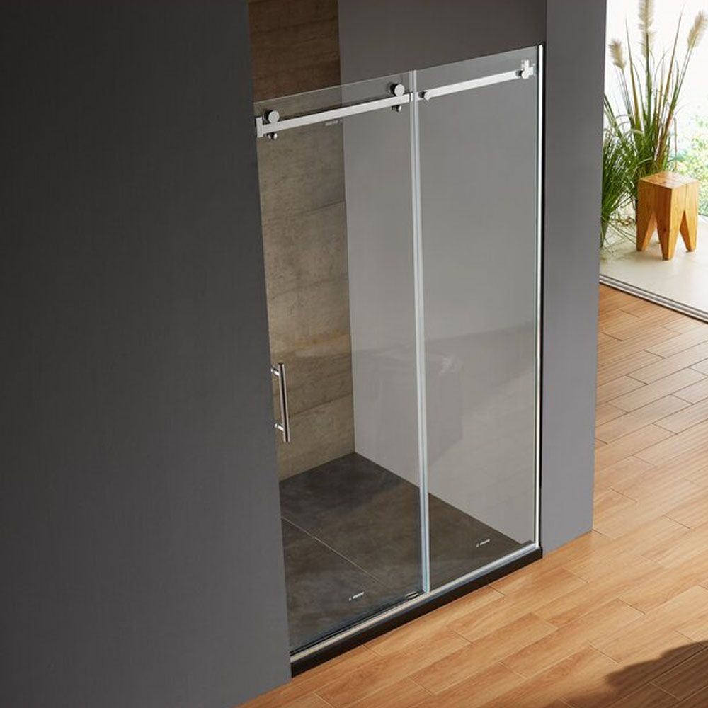 60 in. W x 79 in. H Single Semi-Frameless Shower Door with Clear Glass - Dreamwerks