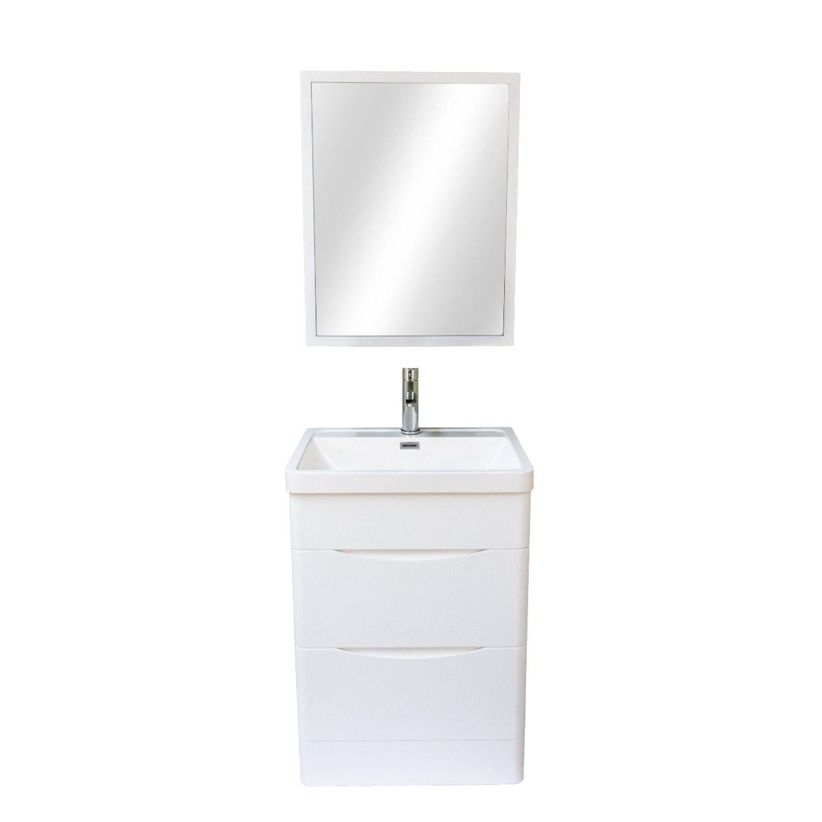 Stockholm 24" W x 18" D x 33" H Bathroom Vanity in White with Ceramic Vanity Top