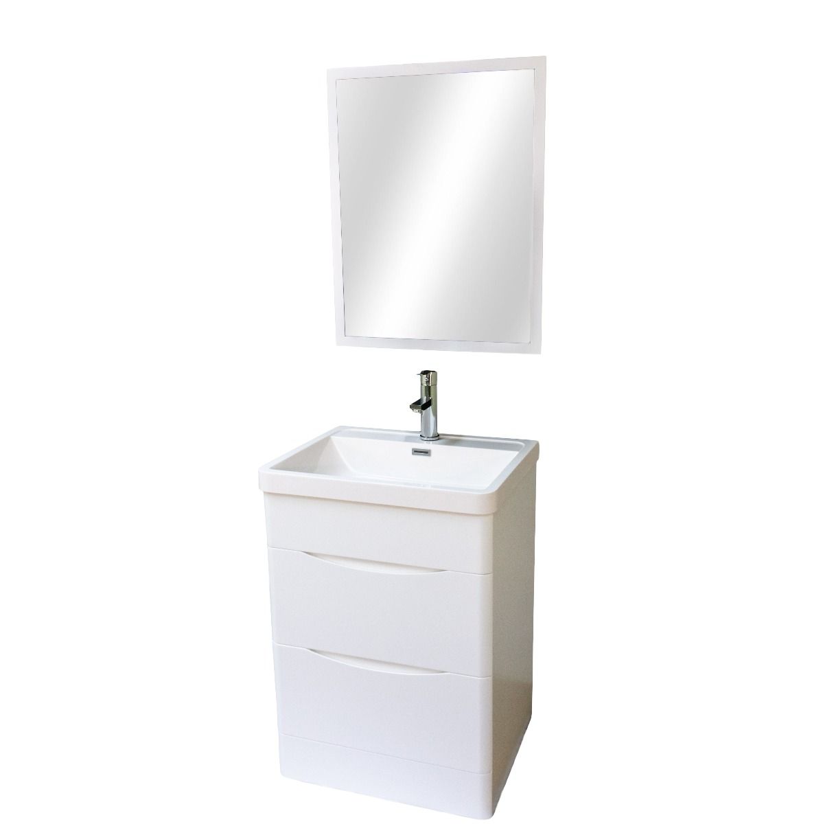 Stockholm 24" W x 18" D x 33" H Bathroom Vanity in White with Ceramic Vanity Top - Dreamwerks