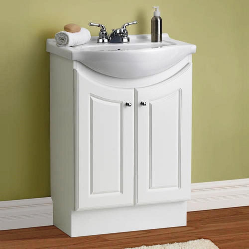 Elanor 24" W x 19" D x 34" H Semi-Contemporary Euro Vanity in White Color with Ceramic Vanity Top in White with White Basin - Dreamwerks