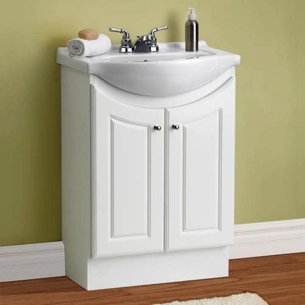 Elanor 24" W x 19" D x 34" H Semi-Contemporary Euro Vanity in White Color with Ceramic Vanity Top in White with White Basin