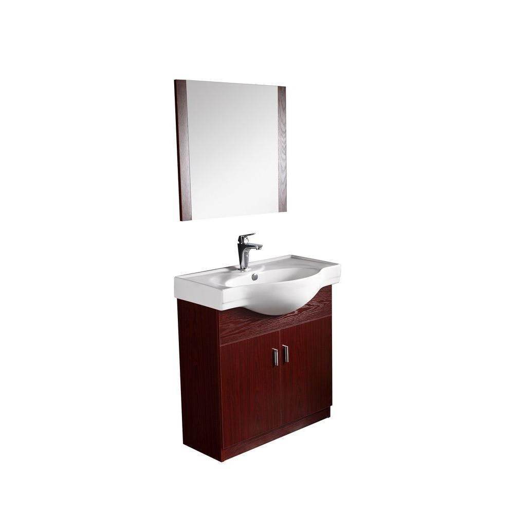 Polina 32" W x 12" D x 39" H Vanity in Cherry Woodgrain with Porcelain Vanity Top - Dreamwerks
