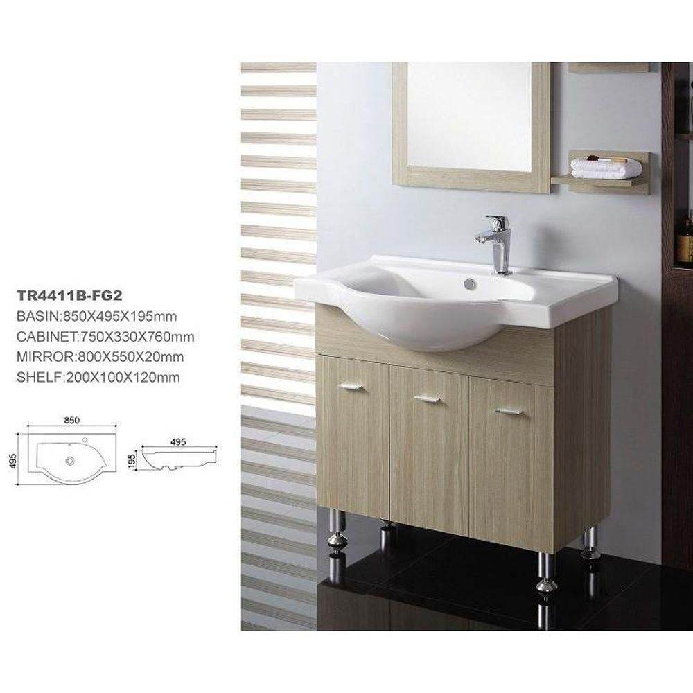 Bango 33.5" W x 19.5" D x 32" H Vanity in Beige with Ceramic Vanity Top in White - Dreamwerks