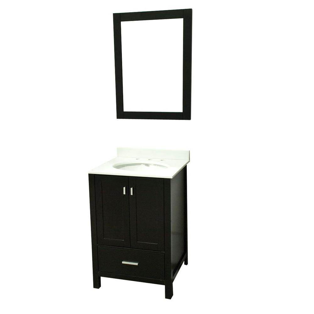 VERTEX 24" W X 22" D X 36" H Stylish Elegant Vanity with Marble Vanity Top with Basin in White - Dreamwerks