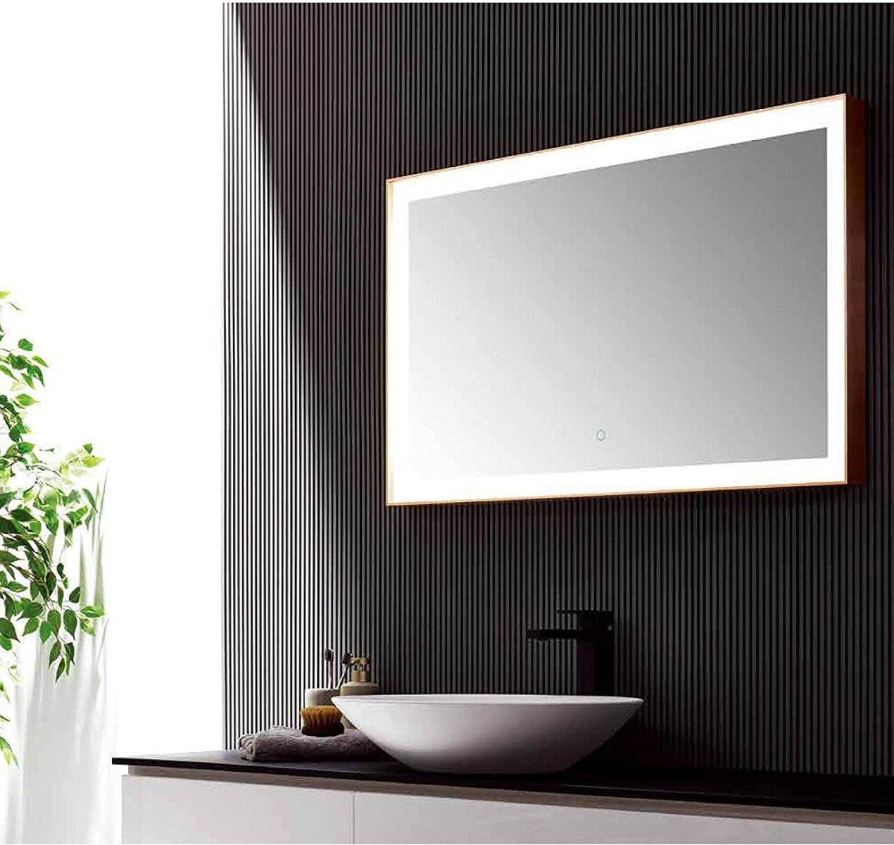 Rose Gold Dimmable LED Mirror 40"W x 24"H – Luxury Bathroom Mirror for Stylish Home Decor