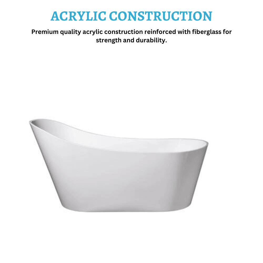 Dreamwerks 66.9" Acrylic Curved Flatbottom Bathtub in Glossy White - Dreamwerks