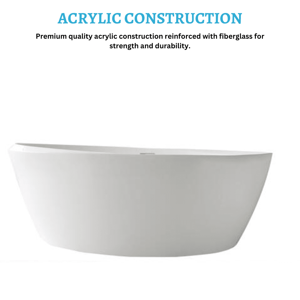 Luxury freestanding Acrylic Flatbottom oval fiberglass bathtub in glossy white – Dreamwerks
